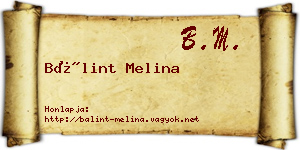 Bálint Melina névjegykártya